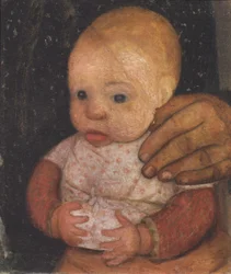Baby met de hand van de moeder